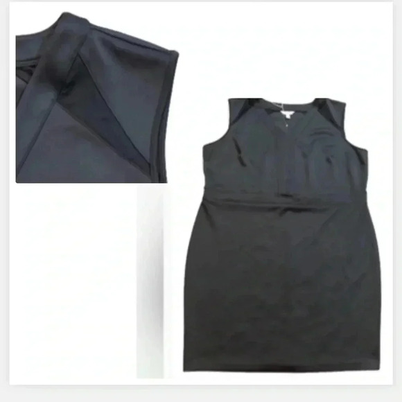 BOUTIQUE BLACK DRESS SLEEVLESS SHEER MIDI SHEATH STRETCH NWOT SIZE 3X - Picture 1 of 11